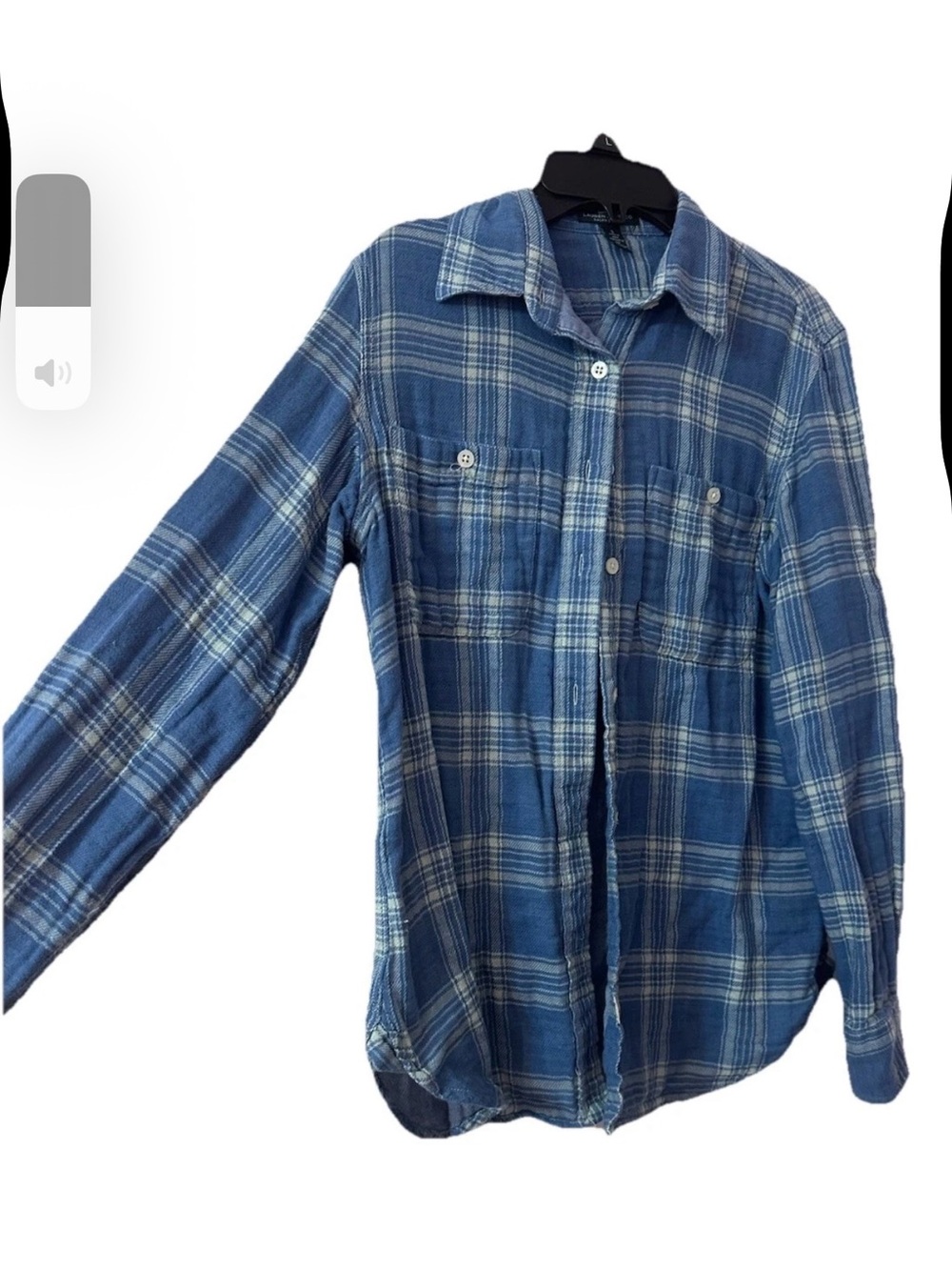 Lauren Jeans Co Ralph Lauren Women’s Blue Plaid Flannel Shirt Small 100% Cotton